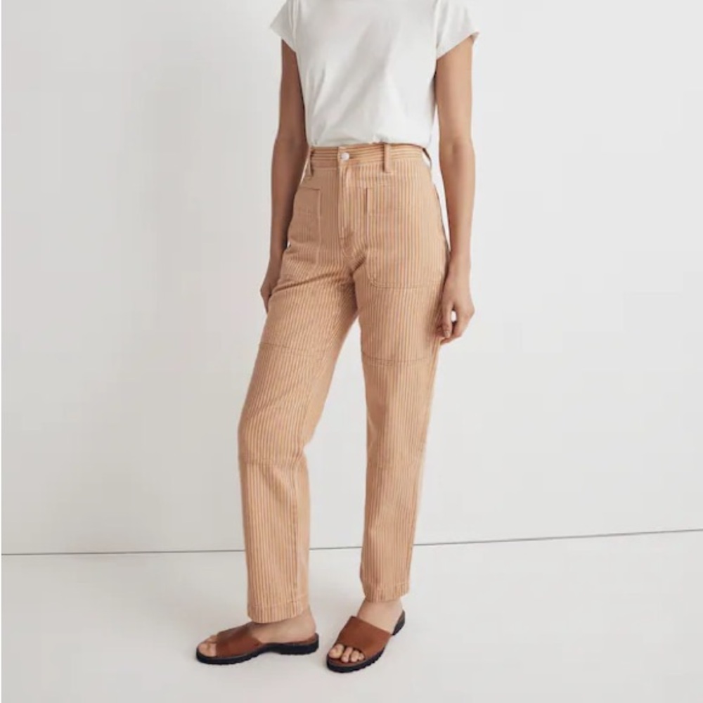 Madewell Women's Striped Tan Straight Leg Jeans, Size 29